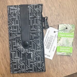 Badgley Mischka Logo Credit Card Holder Wallet Black NWT